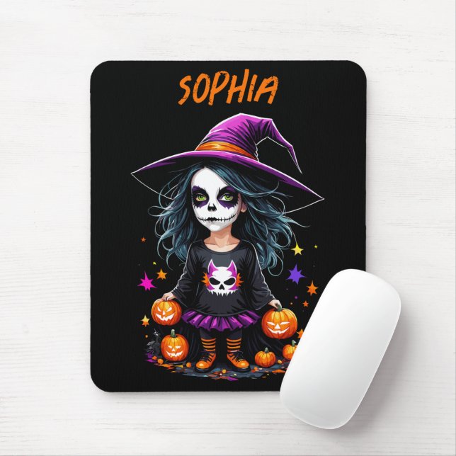 Tapis De Souris Jolie Adorable Kawaii Halloween sorcière (Avec souris)