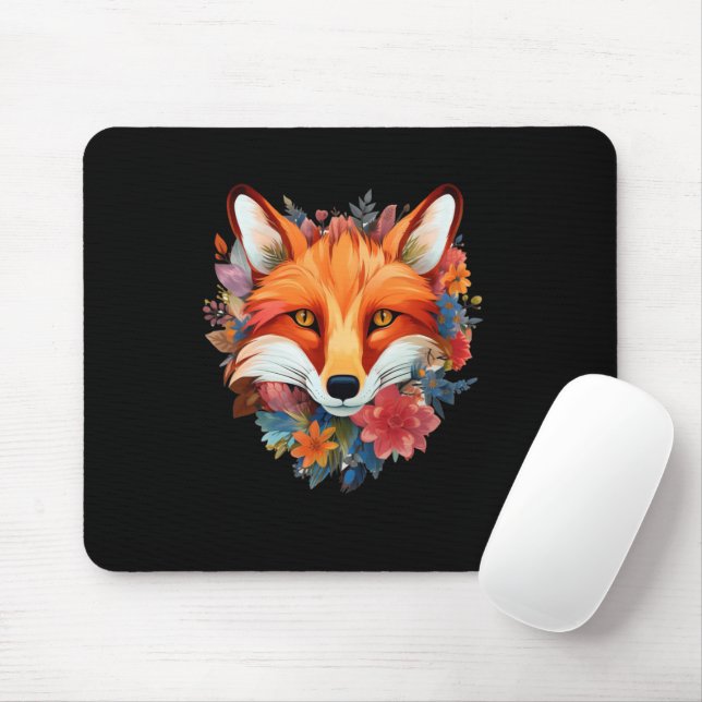Tapis De Souris Jolie aquarelle Fleur Fox (Avec souris)