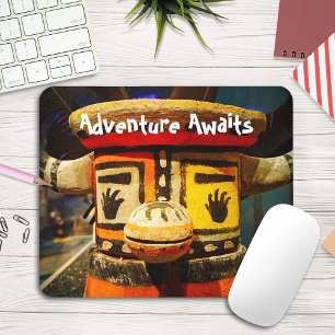 Tapis De Souris Jolie aventure photo en bois Kachina visage attend