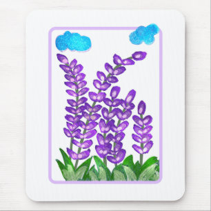 Tapis De Souris Jolie carte d'art à fleurs violettes