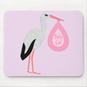 Tapis De Souris Jolie chatte rose bébé fille Stork