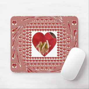 Tapis De Souris Jolie conception de coeur de fleurs rouges