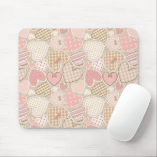 Tapis De Souris Jolie courtepointe Motif Coeurs roses Bows