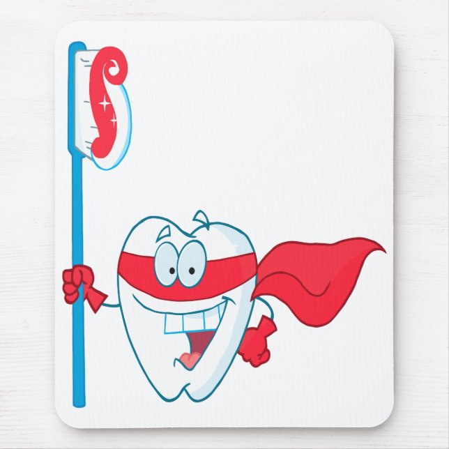 Tapis De Souris Jolie dent Souriante Superhero dent avec brosse à  (Devant)