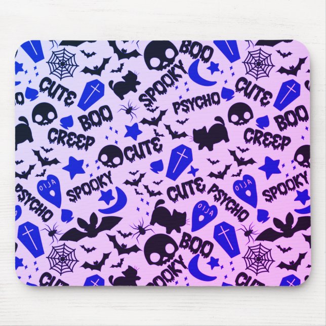 Tapis De Souris Jolie et amusante Halloween violet, bleu et noir (Devant)