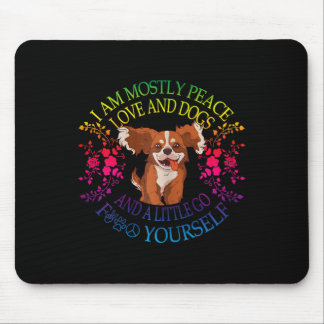 Tapis De Souris Jolie femme disant J Suis Surtout Paix Amour Un