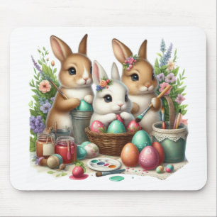 Tapis De Souris Jolie fête de peinture de Pâques Bunny/Printemps