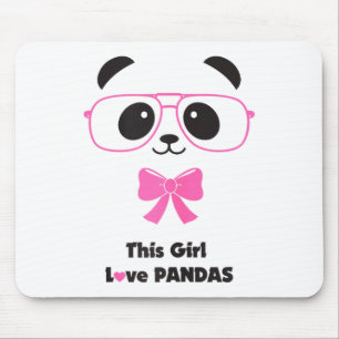 Tapis De Souris Jolie fille aimant les pandas Funny Gles noeud pap