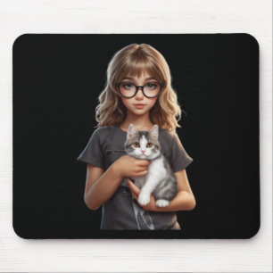 Tapis De Souris Jolie fille en chat Beau Sticker