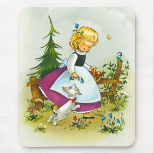 Tapis De Souris Jolie fille et chien