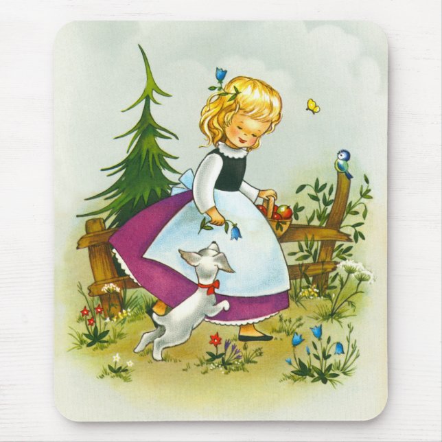 Tapis De Souris Jolie fille et chien (Devant)