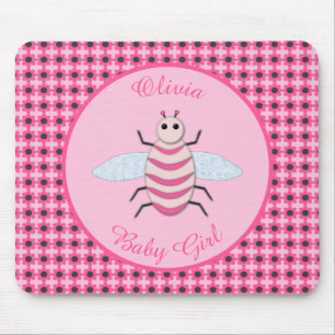 Tapis De Souris Jolie fille rose bébé Bee personnalisée