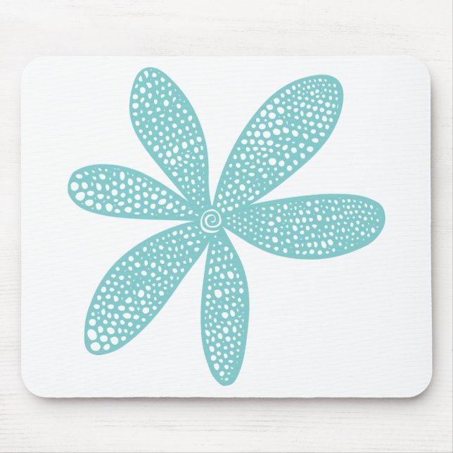 Tapis De Souris Jolie Fleur - Bleu clair Vert (Devant)