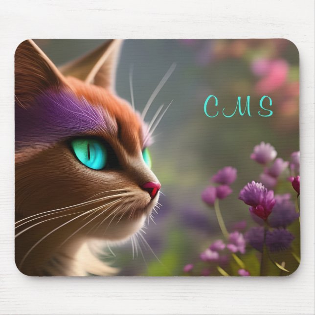 Tapis De Souris Jolie fleur de chats d'Imaginaire *Monogramme* (Devant)