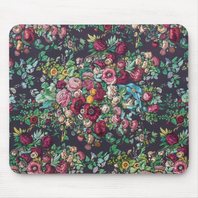 Tapis De Souris Jolie Fleur Rétro Peonies Calico Motif (Devant)