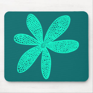 Tapis De Souris Jolie Fleur - Turquoise sur Moss Green