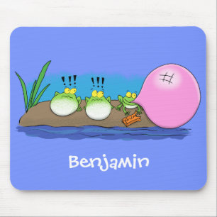Tapis De Souris Jolie grenouilles drôles bubblegum dessin animé il