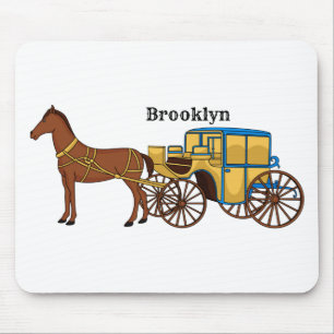 Tapis De Souris Jolie illustration de cheval et de calèche royale