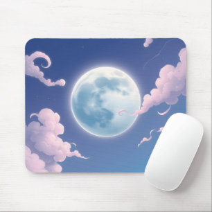 Tapis De Souris Jolie illustration fantaisiste de la lune dans le 