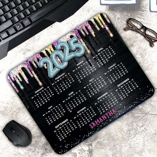 Tapis De Souris Jolie licorne noir parties scintillant d'anniversa (Créateur téléchargé)