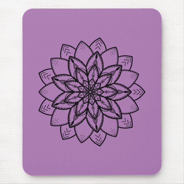 Tapis De Souris Jolie ligne Art Mandala sur Purple (Devant)