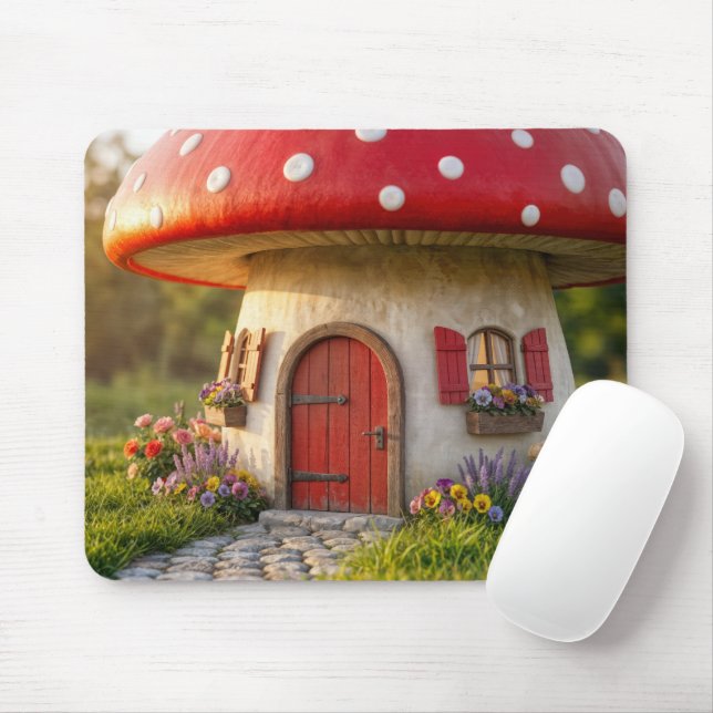 Tapis De Souris Jolie maison champignon (Avec souris)