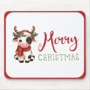 Tapis De Souris Jolie vache de Noël mignonne