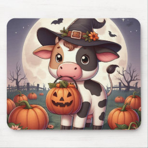 Tapis De Souris Jolie vache sorcière Halloween