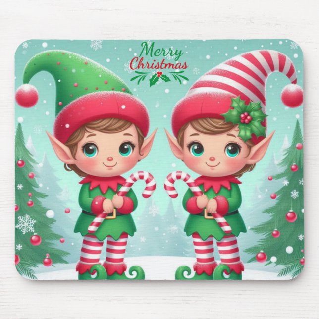 Tapis De Souris Jolies elfes de Noël (Devant)