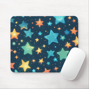 Tapis De Souris Jolies étoiles brillantes sur fond bleu