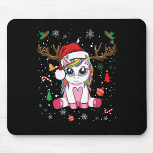 Tapis De Souris Jolies Filles de Noël Femmes Xmas Licorne Cerf Chr