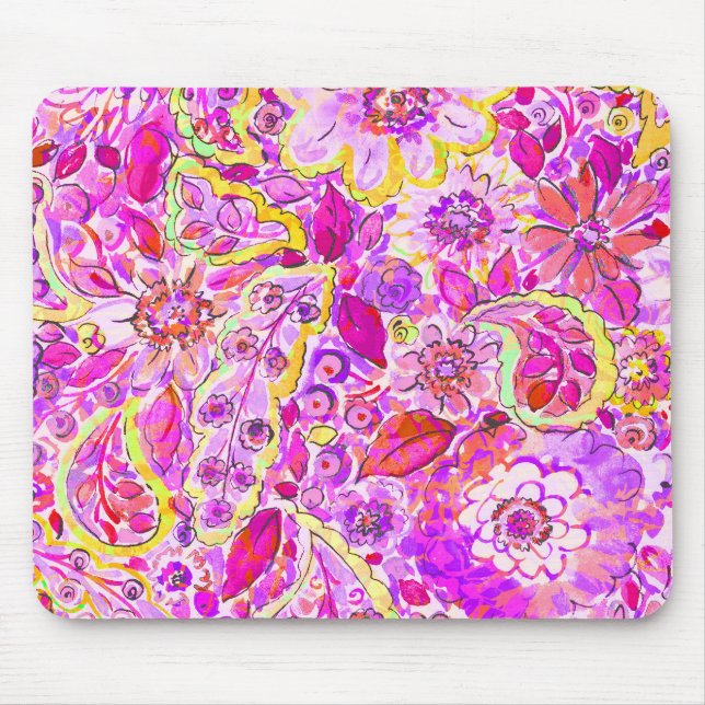 Tapis De Souris Jolies fleurs abstraites roses (Devant)