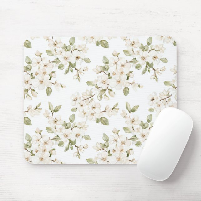 Tapis De Souris Jolies Fleurs Blanches (Avec souris)