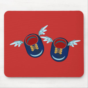Tapis De Souris Jolies petites chaussures ailées en bleu et rouge