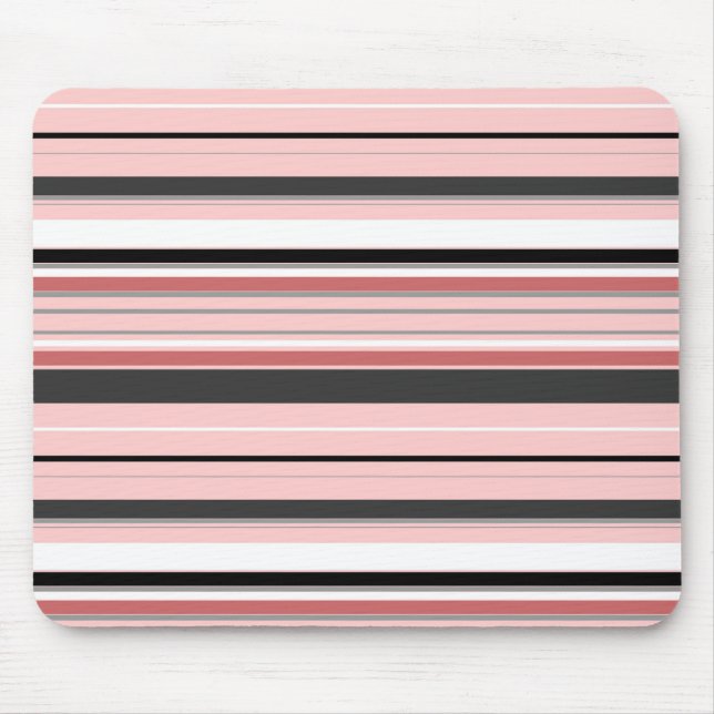 Tapis De Souris Jolies rayures grises roses (Devant)