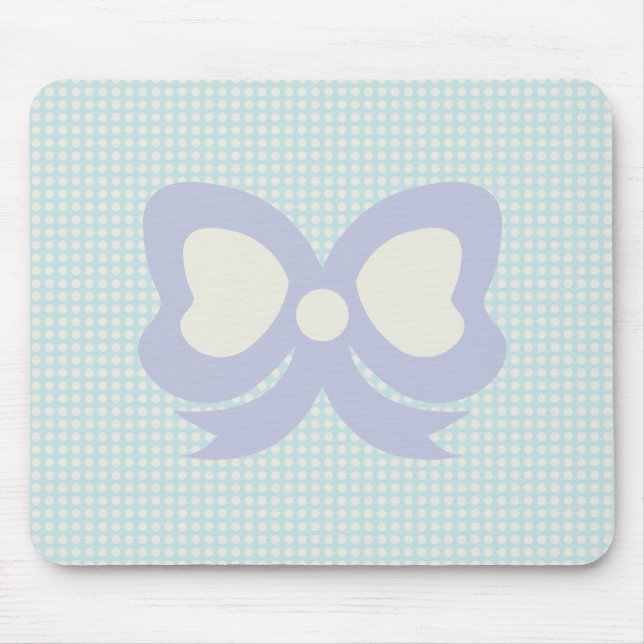 TAPIS DE SOURIS JOLIS PASTELS À POINTS ET RUBAN BLEU VIOLET (Devant)