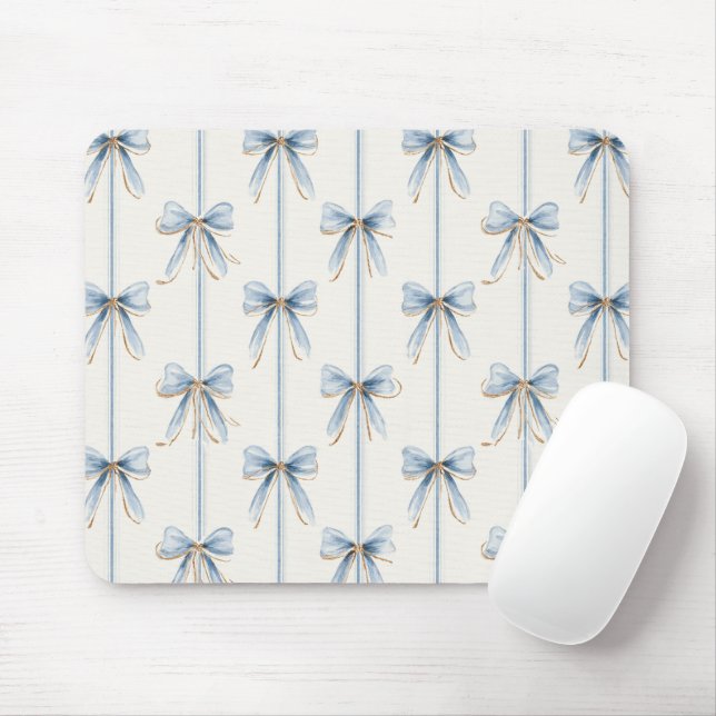 Tapis De Souris Jolis rubans bleus à la crème (Avec souris)