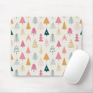 Tapis De Souris Jolis sapins de Noël motif rose poudré