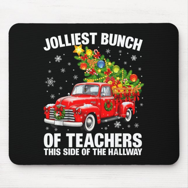 Tapis De Souris Jolliest Bunch Of Teacher Red Truck Christmas Xmas (Devant)