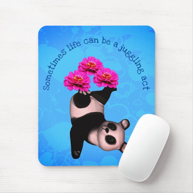 Tapis De Souris Jonglage Ours Et Fleurs Panda Inspirationnel (Avec souris)
