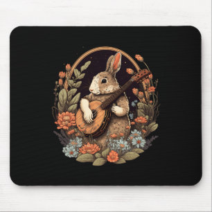 Tapis De Souris Jouer Banjo Guitare Musique Rabbit Happy