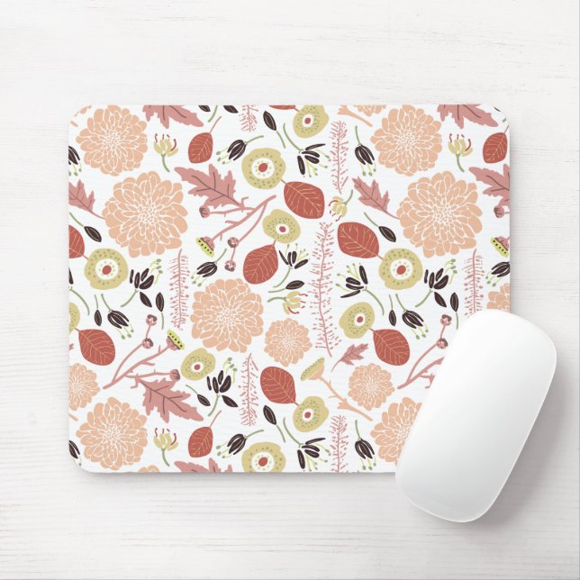 Tapis De Souris Jouer Floral Mix Botanique Peach Green Whimsical (Avec souris)
