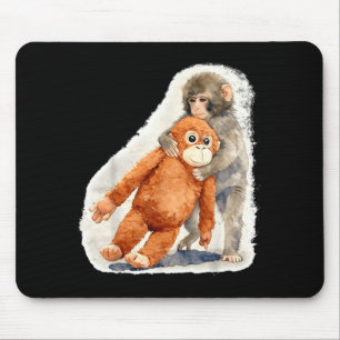 Tapis De Souris Jouet en peluche singe bébé orang-outan mignon Pun