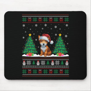 Tapis De Souris Jouet Santa Hat Fox Terrier Chien Xmas Lumières Ar