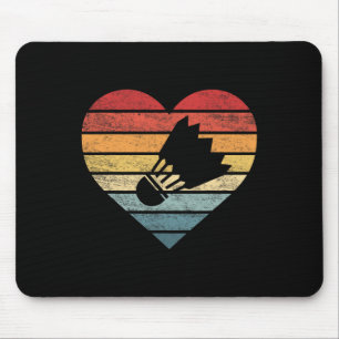 Tapis De Souris Joueur Badminton Cadeaux Retro Sunset Shuttle Bird