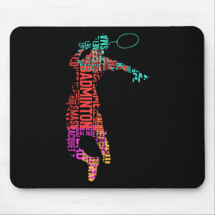 Tapis De Souris Joueur de badminton coloré _ Raquette de navette _