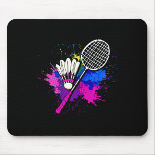 Tapis De Souris Joueur de badminton en raquettes colorées