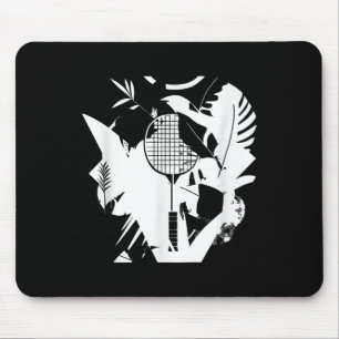 Tapis De Souris Joueur de badminton rétro avec raquette