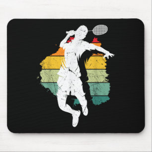 Tapis De Souris Joueur de badminton Rétro Équipe de badminton Joue