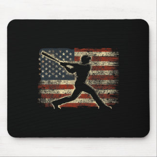 Tapis De Souris Joueur de baseball américain du drapeau américain